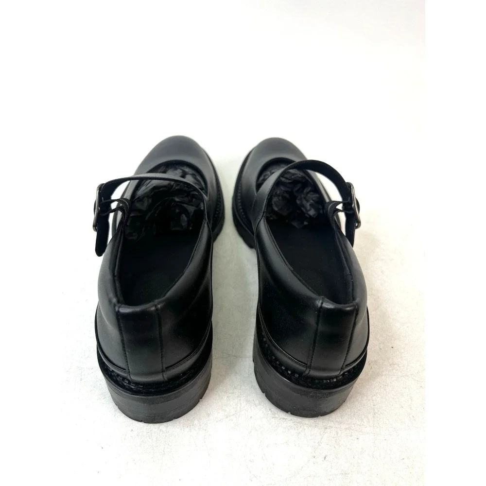 nae Vegan Shoes Women's Emisa Loafer in‎ Apple Skin Black w/ Strap Buckle Sz 9.5